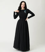 Unique Vintage Black & Peacock Brooch Maxi Dress - Unique Vintage - Womens, DRESSES, MAXI