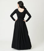Unique Vintage Black & Peacock Brooch Maxi Dress - Unique Vintage - Womens, DRESSES, MAXI