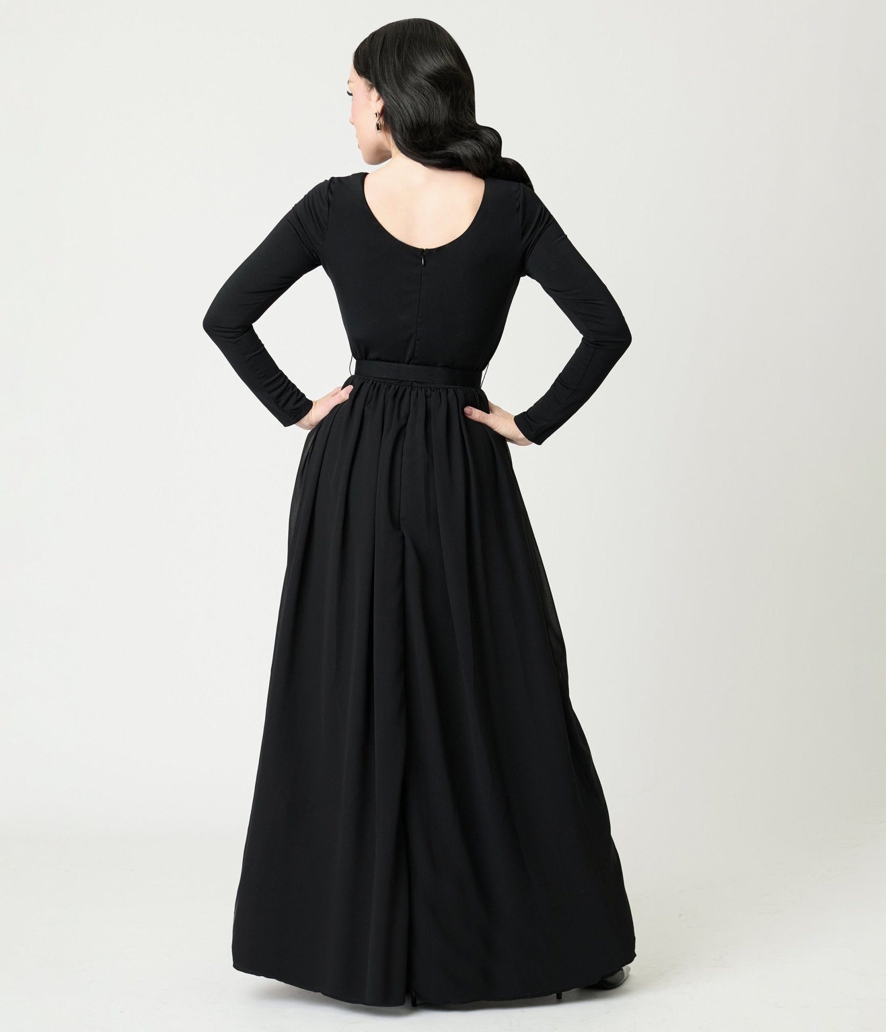 Unique Vintage Black & Peacock Brooch Maxi Dress - Unique Vintage - Womens, DRESSES, MAXI