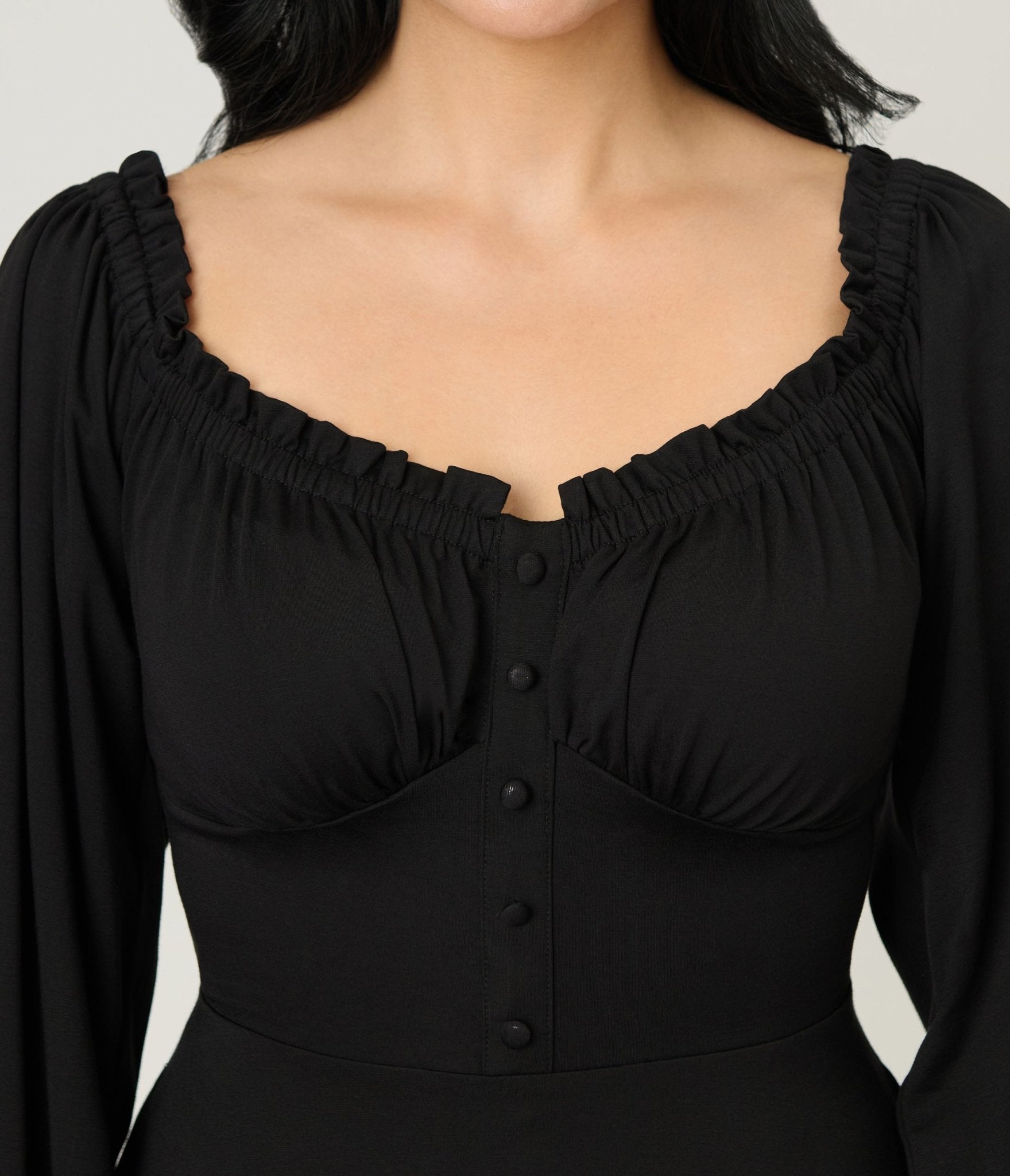 Unique Vintage Black Peasant Sleeve Swing Dress - Unique Vintage - Womens, DRESSES, SWING