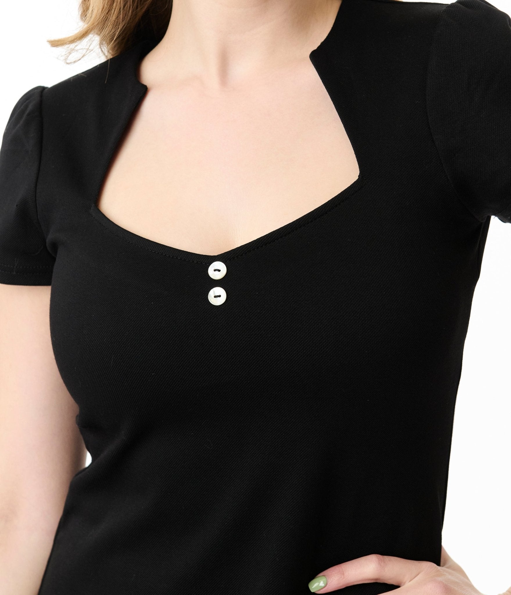 Unique Vintage Black Pentagon Collar Knit Top - Unique Vintage - Womens, TOPS, KNIT TOPS