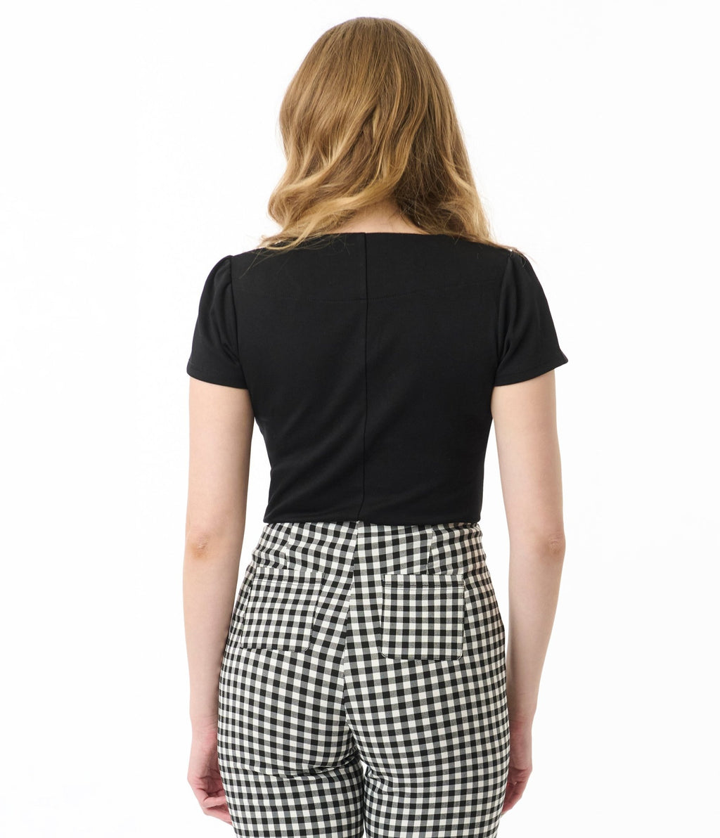 Unique Vintage Black Pentagon Collar Knit Top - Unique Vintage - Womens, TOPS, KNIT TOPS