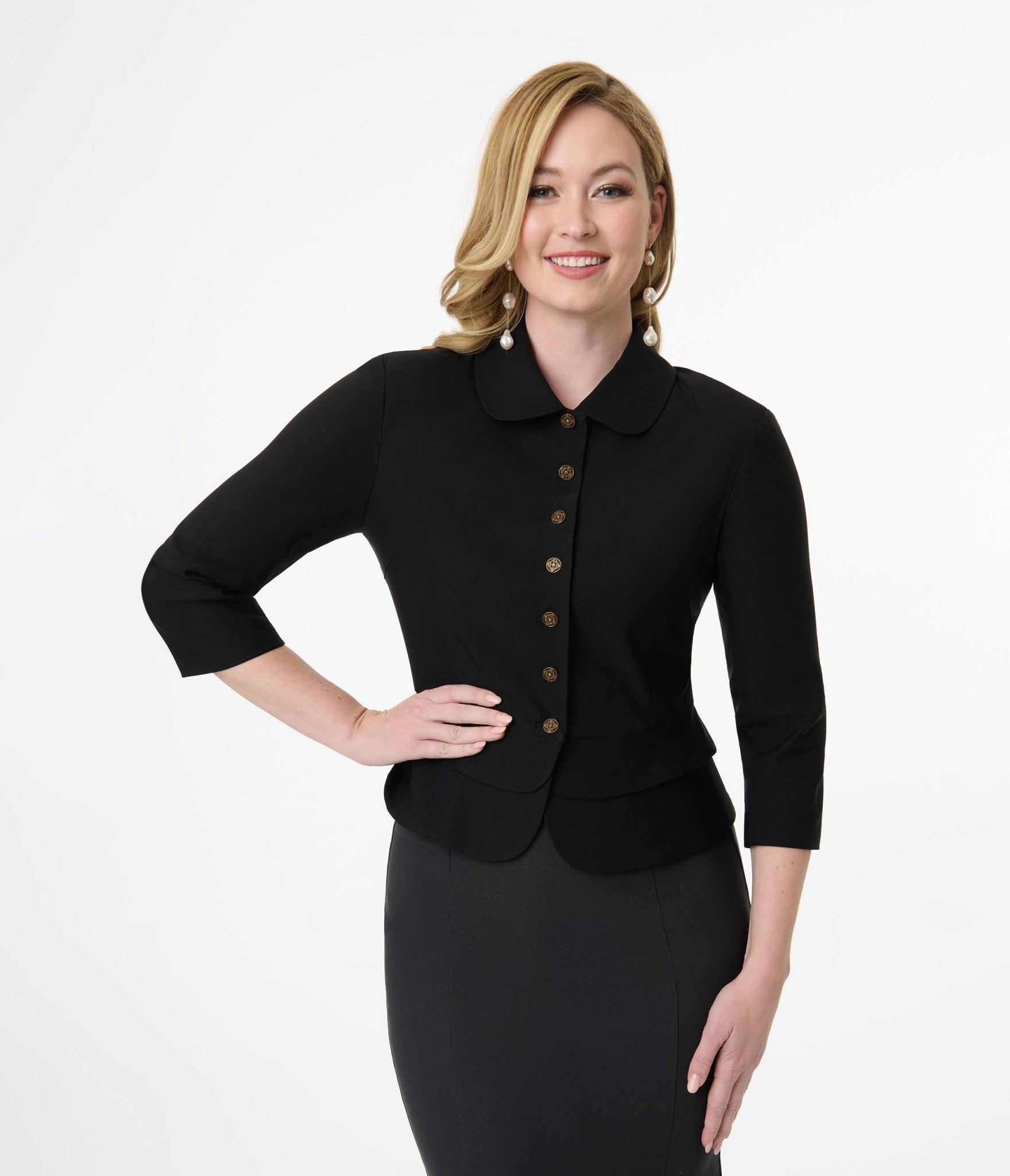 Unique Vintage Black Peplum Jacket - Unique Vintage - Womens, TOPS, OUTERWEAR