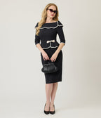 Unique Vintage Black Peplum Suit Pencil Dress - Unique Vintage - Womens, DRESSES, WIGGLE