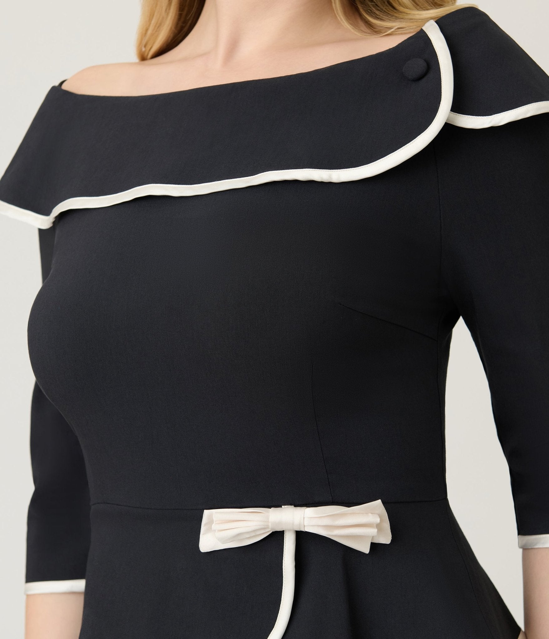 Unique Vintage Black Peplum Suit Pencil Dress