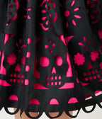 Unique Vintage Black & Pink Day of the Dead Skull Cutout Swing Skirt - Unique Vintage - Womens, BOTTOMS, SKIRTS