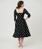 Unique Vintage Black & Pink Strawberry Lamar Swing Dress - Unique Vintage - Womens, DRESSES, SWING