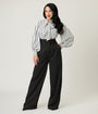 Unique Vintage Black Pinstripe High Waist Trousers