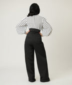 Unique Vintage Black Pinstripe High Waist Trousers - Unique Vintage - Womens, BOTTOMS, PANTS