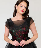 Unique Vintage Black Pomegranates Vicky Swing Dress - Unique Vintage - Swing Dresses