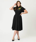 Unique Vintage Black & Pumpkin Baltimore Swing Dress - Unique Vintage - Womens, DRESSES, SWING