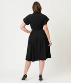Unique Vintage Black & Pumpkin Baltimore Swing Dress - Unique Vintage - Womens, DRESSES, SWING