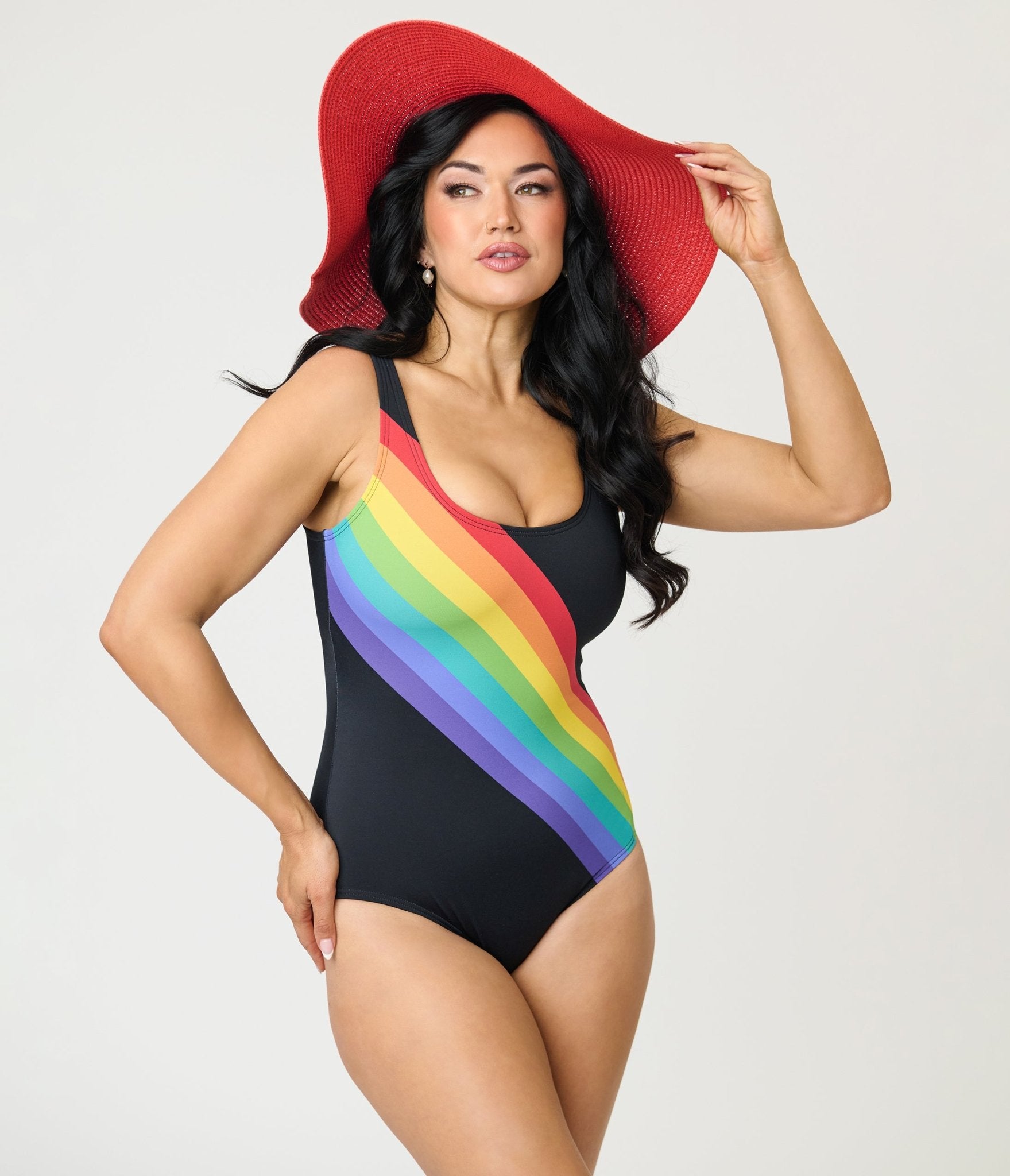 Unique Vintage Black Rainbow Huntington Swimsuit - Unique Vintage - Womens, SWIM, 1 PC