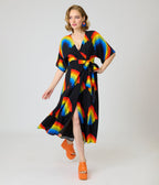 Unique Vintage Black Rainbow Wrap Midi Dress - Unique Vintage - Womens, DRESSES, MIDI
