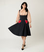 Unique Vintage Black & Red Heart Amma Swing Skirt