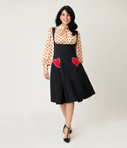 Unique Vintage Black & Red Heart Amma Swing Skirt - Unique Vintage - Womens, BOTTOMS, SKIRTS