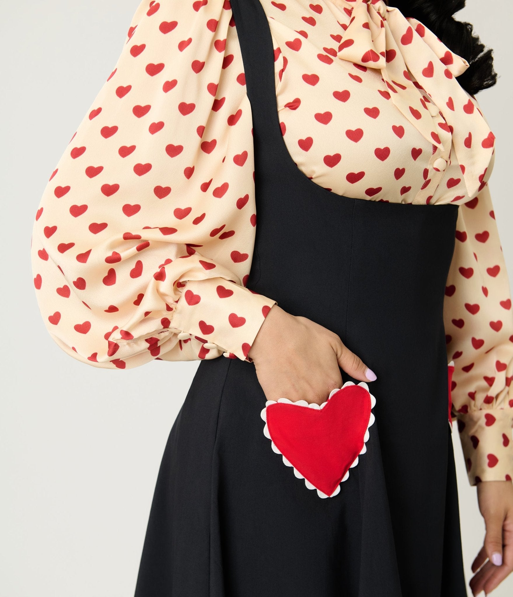 Unique Vintage Black & Red Heart Amma Swing Skirt - Unique Vintage - Womens, BOTTOMS, SKIRTS