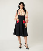 Unique Vintage Black & Red Heart Amma Swing Skirt - Unique Vintage - Womens, BOTTOMS, SKIRTS