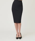 Unique Vintage Black & Red Heart Button Pencil Skirt - Unique Vintage - Womens, BOTTOMS, SKIRTS