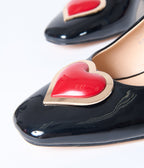 Unique Vintage Black & Red Heart Leatherette Slingback Heels - Unique Vintage - Womens, SHOES, HEELS