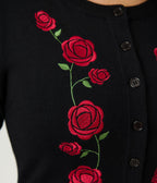 Unique Vintage Black & Red Roses Bookworm Cardigan - Unique Vintage - Womens, TOPS, SWEATERS