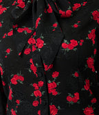 Unique Vintage Black & Red Roses Long Sleeve Gwen Blouse - Unique Vintage - Womens, TOPS, WOVEN TOPS