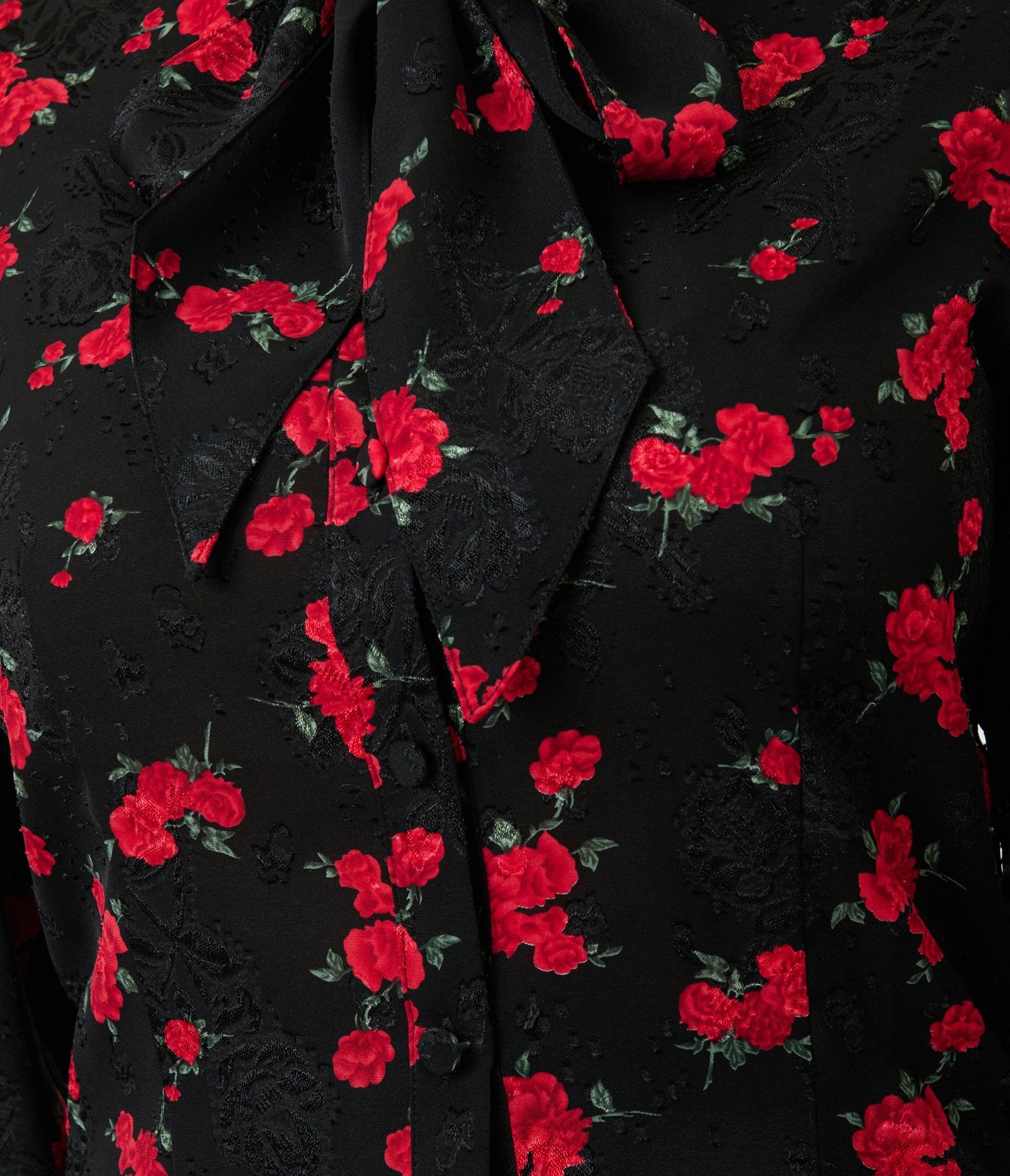 Unique Vintage Black & Red Roses Long Sleeve Gwen Blouse - Unique Vintage - Womens, TOPS, WOVEN TOPS