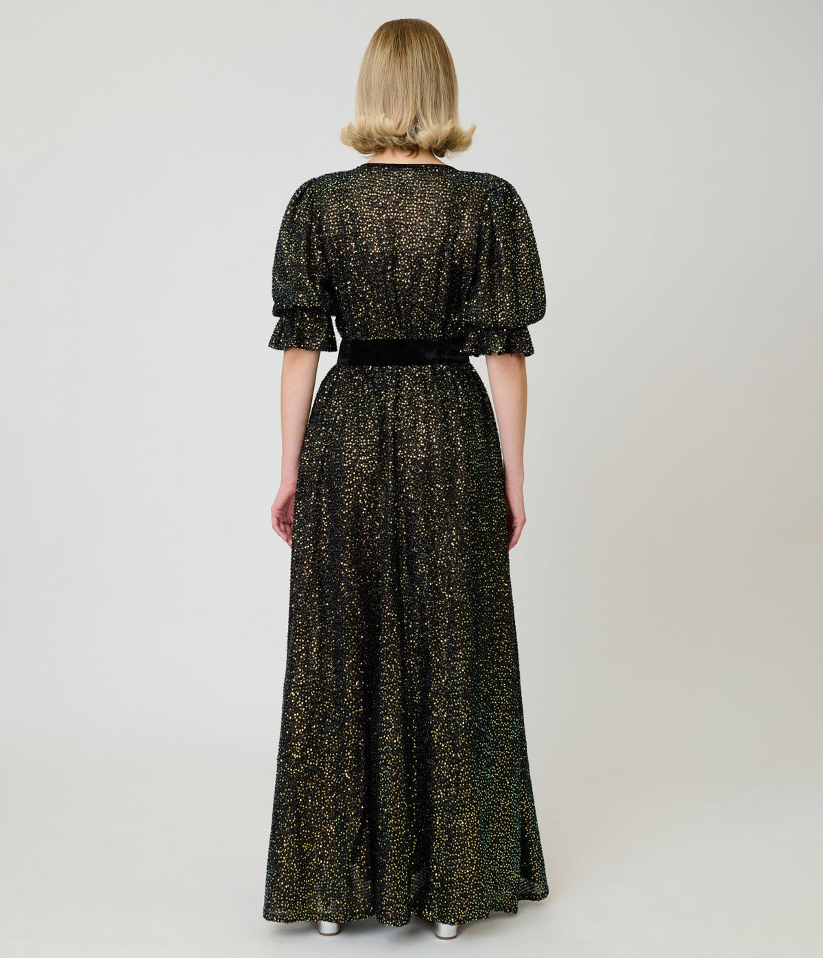 Unique Vintage Black Sequin Duster - Unique Vintage -