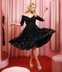 Unique Vintage Black Sequin Marceline Swing Dress