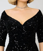 Unique Vintage Black Sequin Marceline Swing Dress - Unique Vintage - Swing Dress