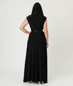 Unique Vintage Black Shimmer Snake Hooded Maxi Dress - Unique Vintage - Womens, DRESSES, MAXI