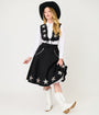 Unique Vintage Black & Silver Rhinestone Stars Western Suede Swing Skirt
