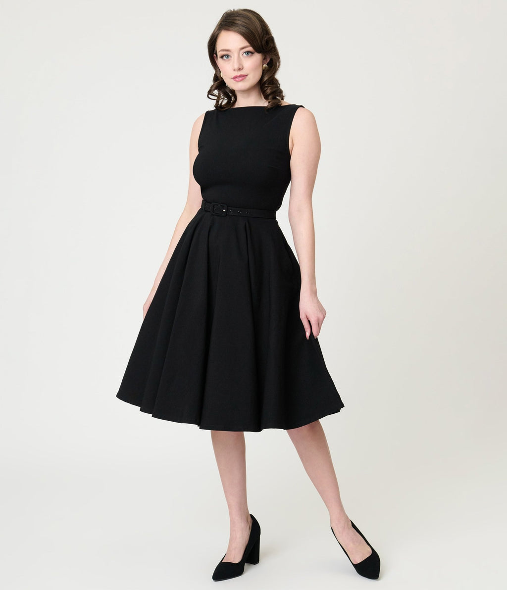 Unique Vintage Black Sleeveless Devon Swing Dress - Unique Vintage - Womens, DRESSES, SWING