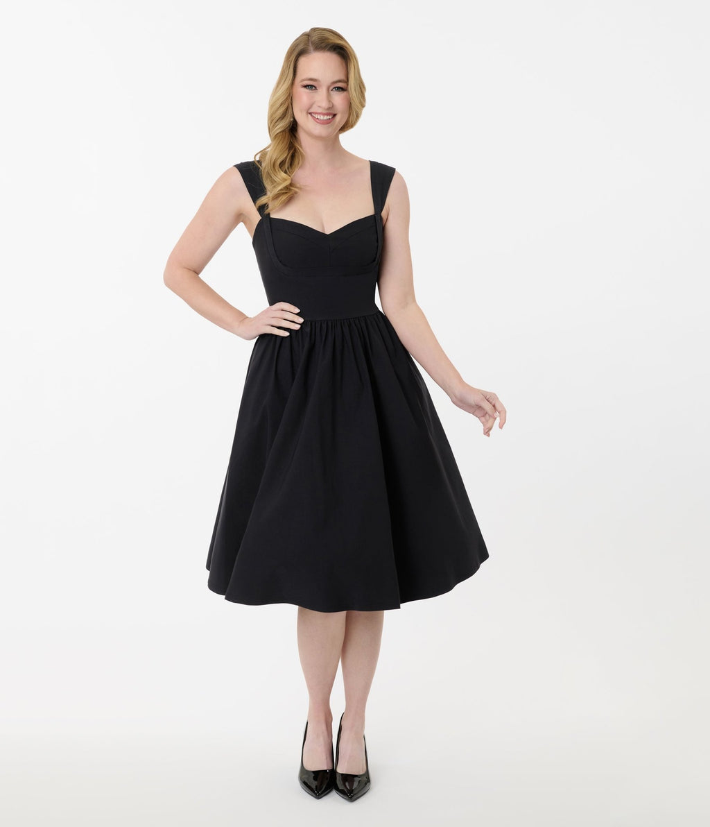 Unique Vintage Black Sleeveless Swing Dress - Unique Vintage - Womens, DRESSES, SWING