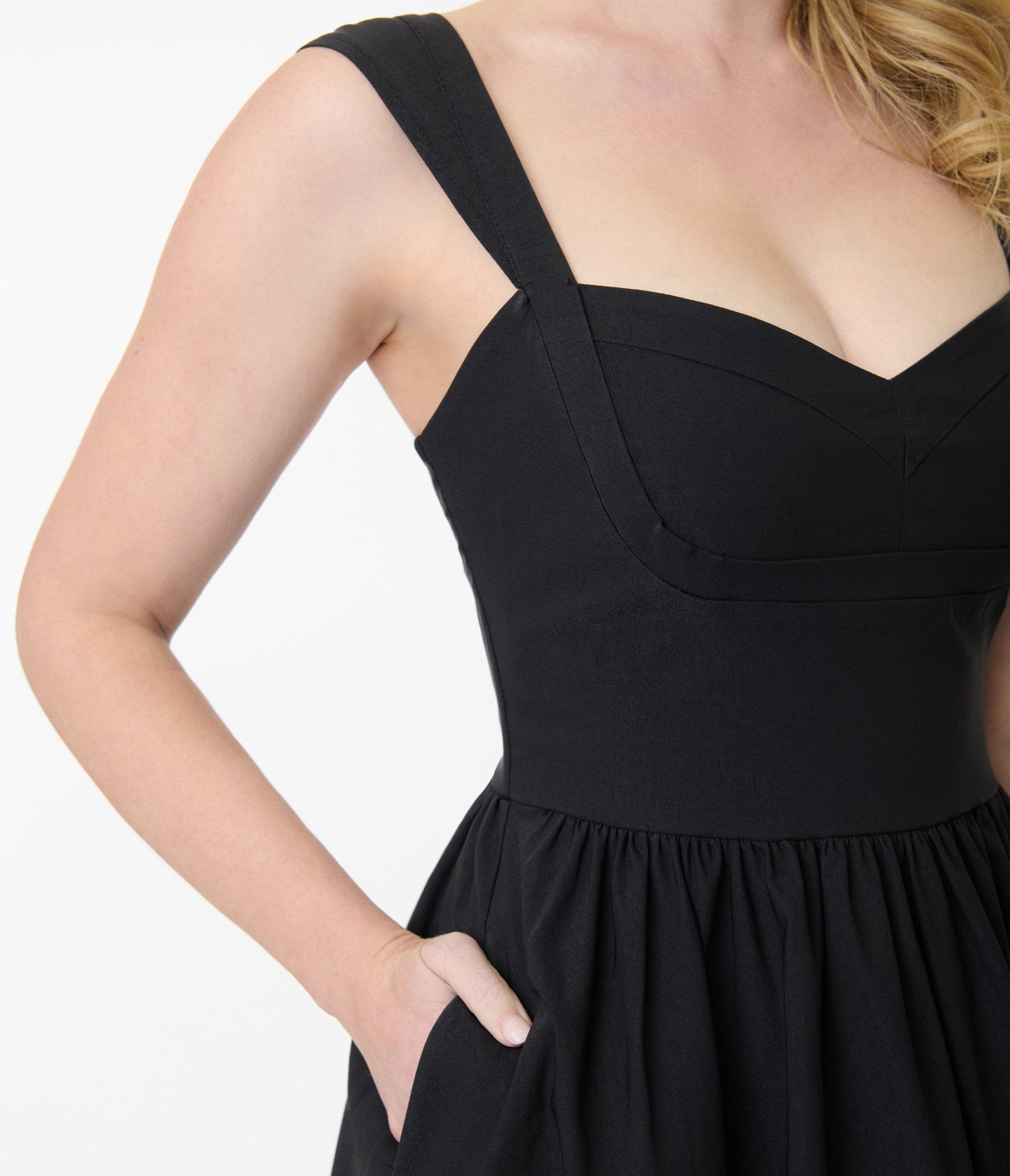 Unique Vintage Black Sleeveless Swing Dress - Unique Vintage - Womens, DRESSES, SWING