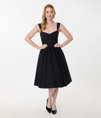 Unique Vintage Black Sleeveless Swing Dress - Unique Vintage - Womens, DRESSES, SWING