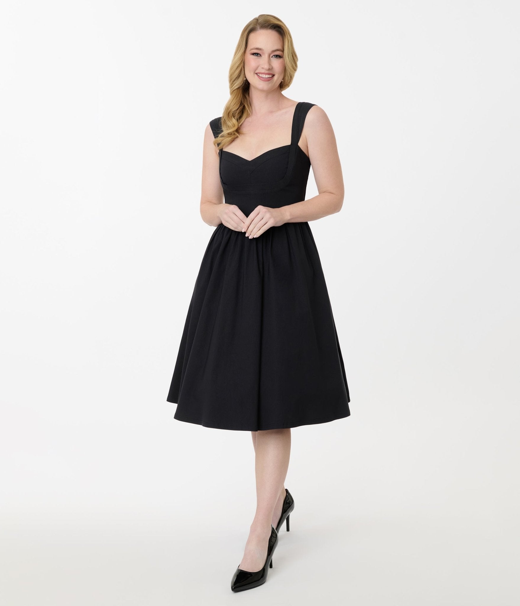 Unique Vintage Black Sleeveless Swing Dress - Unique Vintage - Womens, DRESSES, SWING