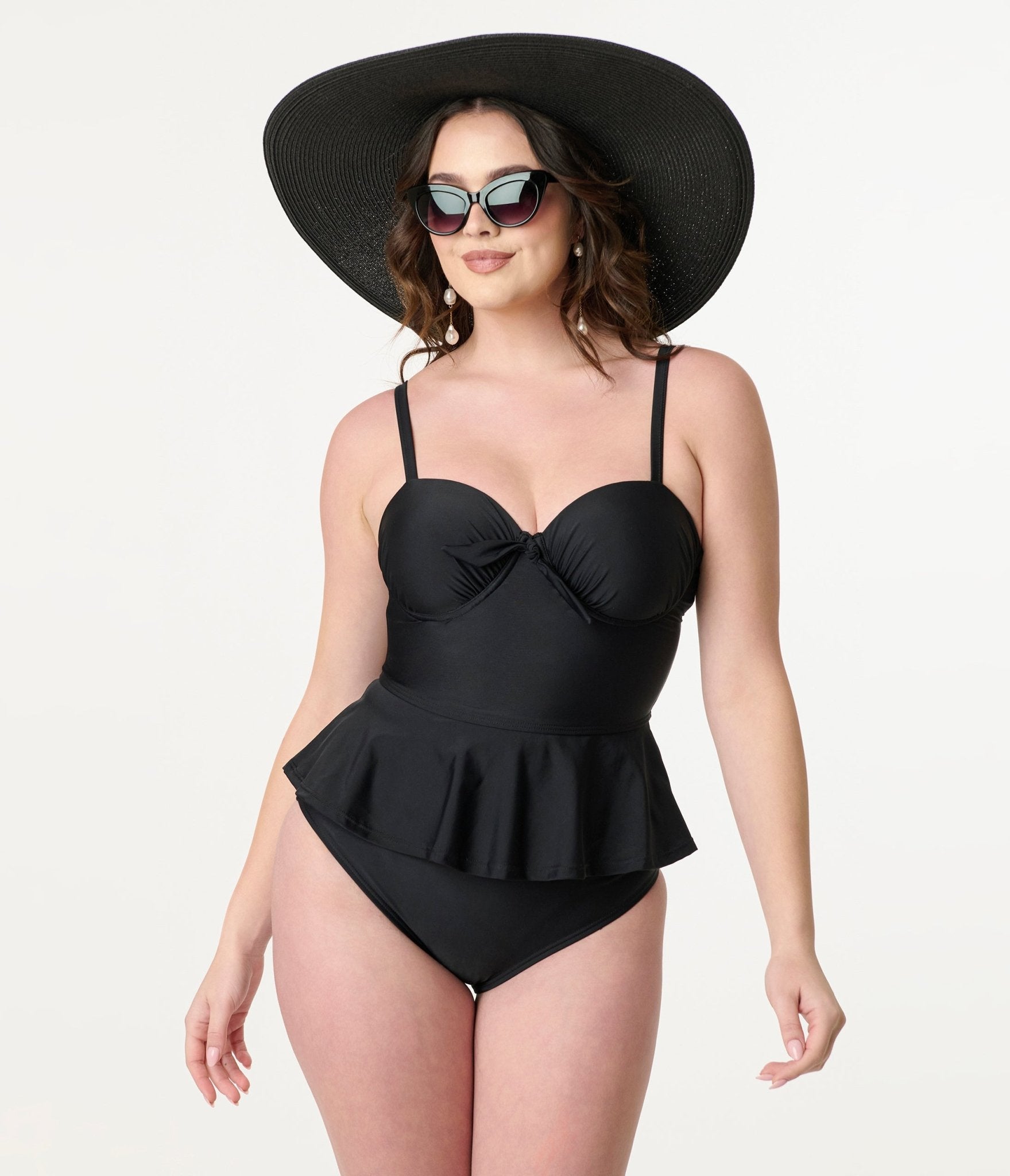 Unique Vintage Black Solana Tankini Swim Top - Unique Vintage - Womens, SWIM, TOP