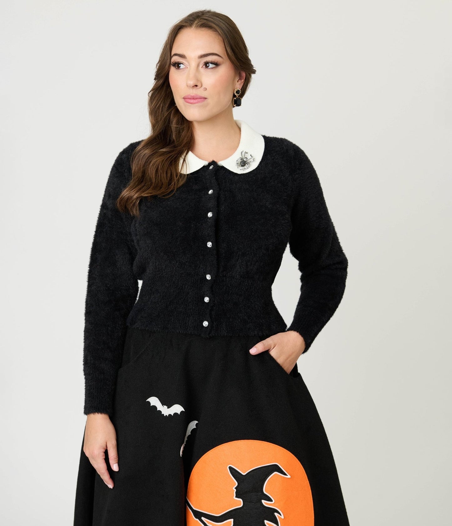 Unique Vintage Black Spider Pin Cardigan - Unique Vintage - Womens, TOPS, SWEATERS