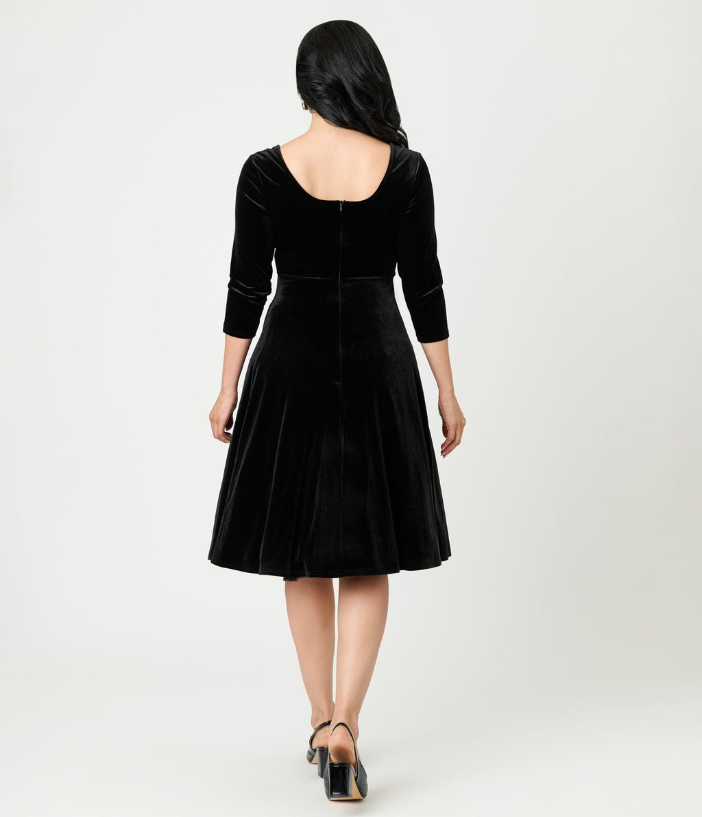 Unique Vintage Black Spiderweb Square Neck Swing Dress - Unique Vintage - Womens, DRESSES, SWING