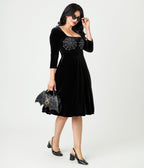 Unique Vintage Black Spiderweb Square Neck Swing Dress - Unique Vintage - Womens, DRESSES, SWING