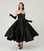 Unique Vintage Black Strapless Tea Length Gown
