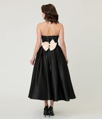 Unique Vintage Black Strapless Tea Length Gown - Unique Vintage - Womens, DRESSES, PROM AND SPECIAL OCCASION