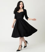 Unique Vintage Black Sweetheart Swing Dress - Unique Vintage - Womens, DRESSES, SWING