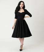 Unique Vintage Black Sweetheart Swing Dress - Unique Vintage - Womens, DRESSES, SWING