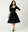Unique Vintage Black Sweetheart Swing Dress