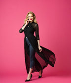 Unique Vintage Black Swiss Dot Starlet Duster - Unique Vintage - Womens, DRESSES, MAXI