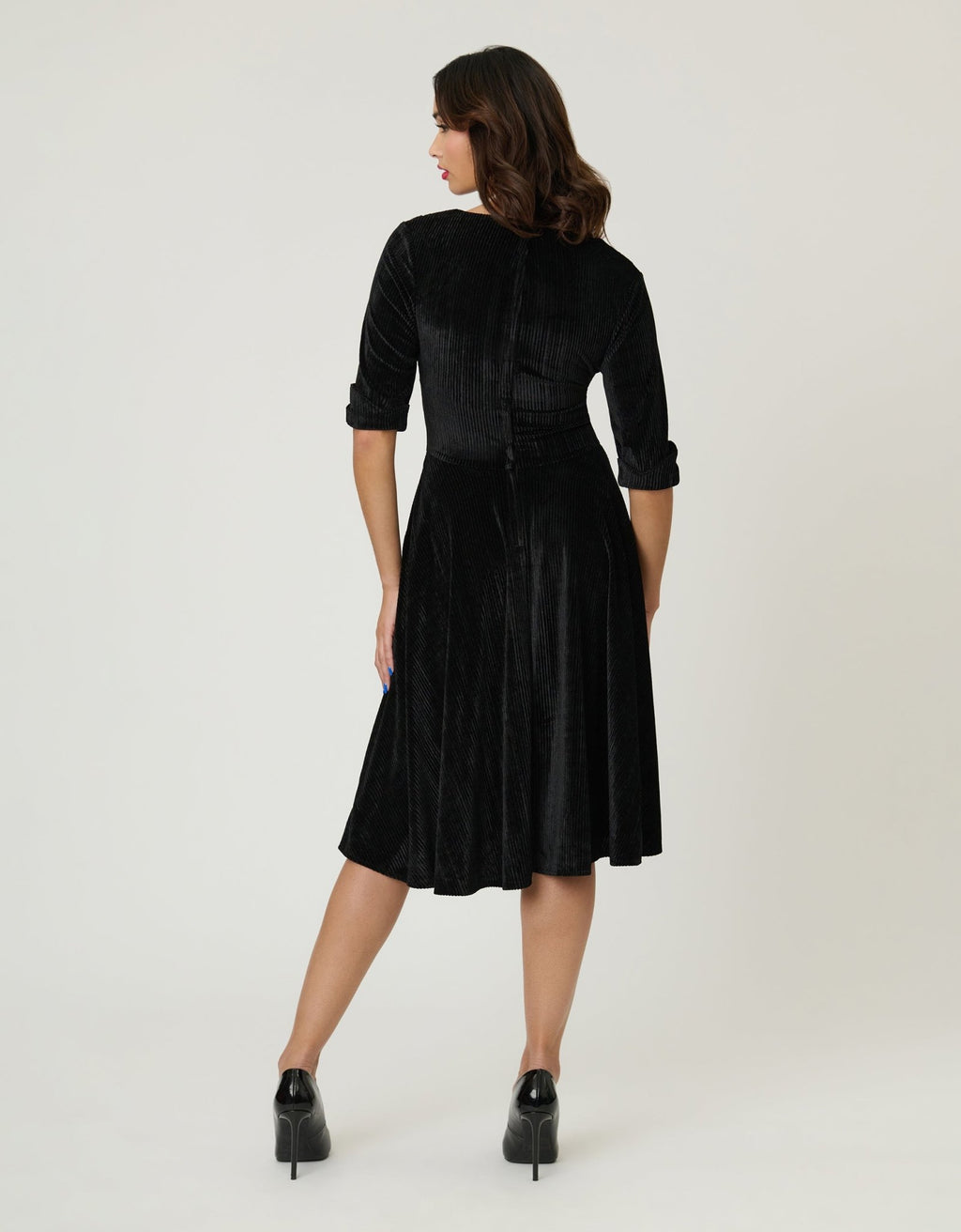 Unique Vintage Black Textured Velvet Delores Swing Dress - Unique Vintage - Womens, DRESSES, SWING