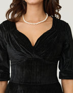 Unique Vintage Black Textured Velvet Delores Swing Dress - Unique Vintage - Womens, DRESSES, SWING