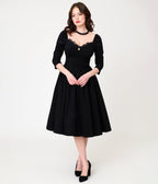 Unique Vintage Black Trim Lamar Swing Dress - Unique Vintage - Womens, DRESSES, SWING